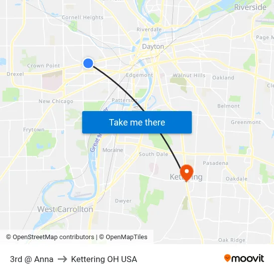 3rd @ Anna to Kettering OH USA map