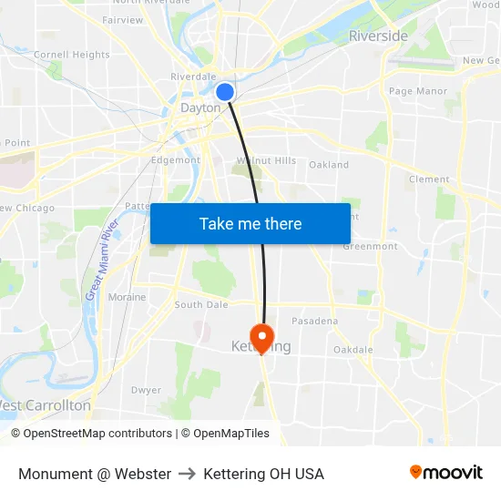 Monument @ Webster to Kettering OH USA map