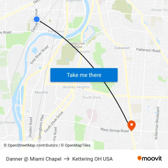 Danner @ Miami Chapel to Kettering OH USA map