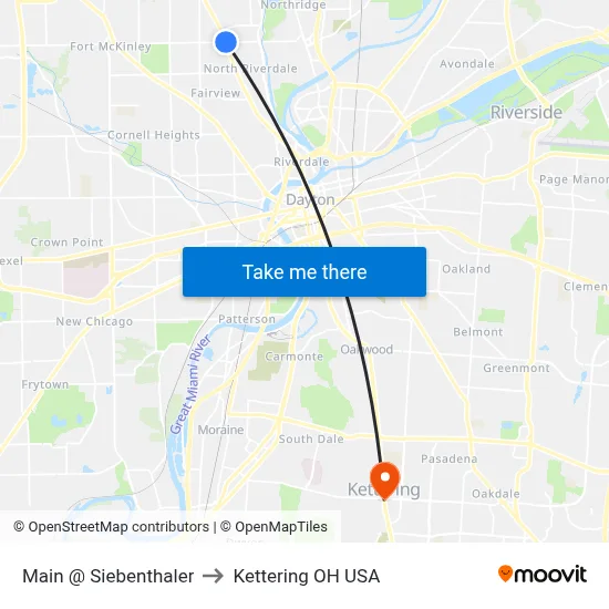 Main @ Siebenthaler to Kettering OH USA map