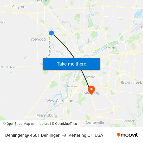 Denlinger @ 4501 Denlinger to Kettering OH USA map
