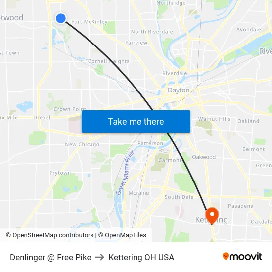Denlinger @ Free Pike to Kettering OH USA map