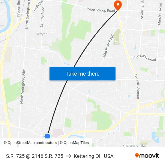 S.R. 725 @ 2146 S.R. 725 to Kettering OH USA map