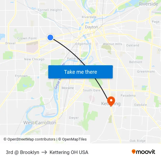 3rd @ Brooklyn to Kettering OH USA map