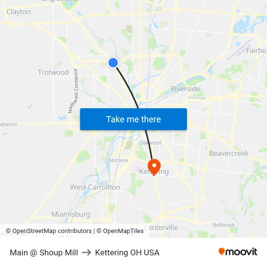 Main @ Shoup Mill to Kettering OH USA map
