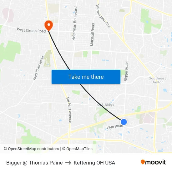 Bigger @ Thomas Paine to Kettering OH USA map