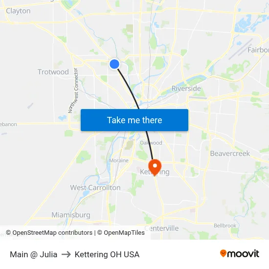 Main @ Julia to Kettering OH USA map