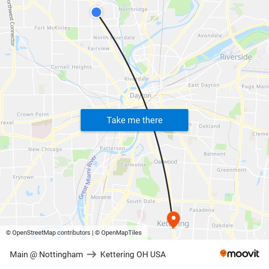 Main @ Nottingham to Kettering OH USA map