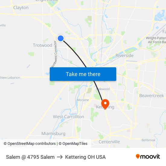 Salem @ 4795 Salem to Kettering OH USA map