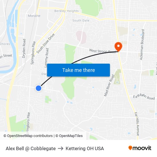 Alex Bell @ Cobblegate to Kettering OH USA map