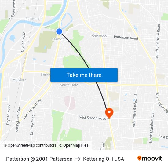 Patterson @ 2001 Patterson to Kettering OH USA map
