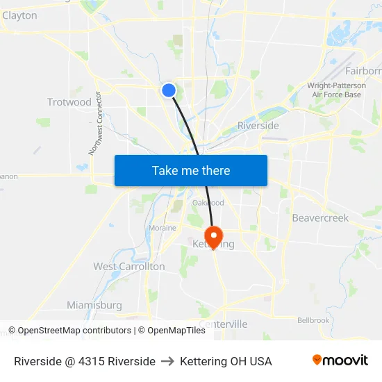 Riverside @ 4315 Riverside to Kettering OH USA map