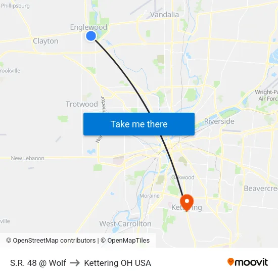 S.R. 48 @ Wolf to Kettering OH USA map