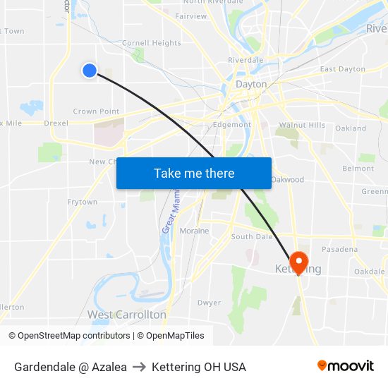 Gardendale @ Azalea to Kettering OH USA map
