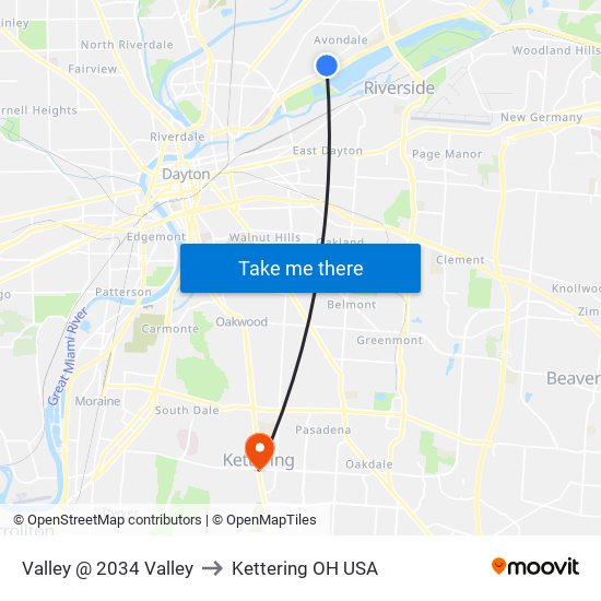 Valley @ 2034 Valley to Kettering OH USA map