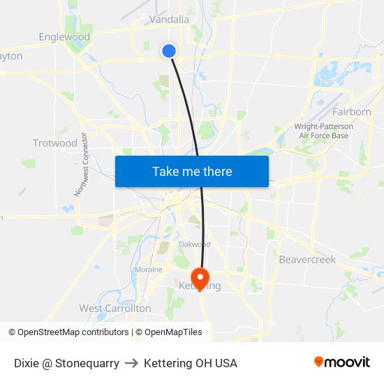 Dixie @ Stonequarry to Kettering OH USA map