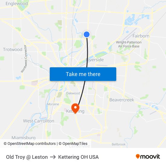 Old Troy @ Leston to Kettering OH USA map