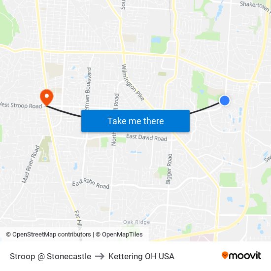 Stroop @ Stonecastle to Kettering OH USA map