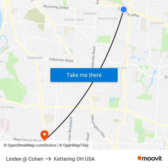 Linden @ Cohen to Kettering OH USA map