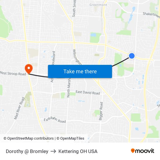 Dorothy @ Bromley to Kettering OH USA map