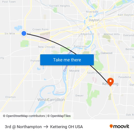 3rd @ Northampton to Kettering OH USA map