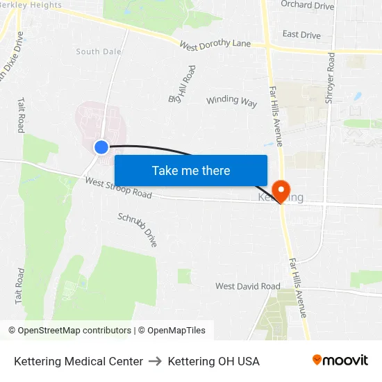 Kettering Medical Center to Kettering OH USA map