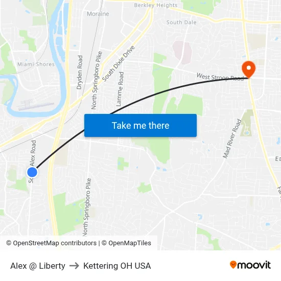 Alex @ Liberty to Kettering OH USA map