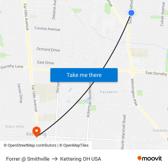 Forrer @ Smithville to Kettering OH USA map