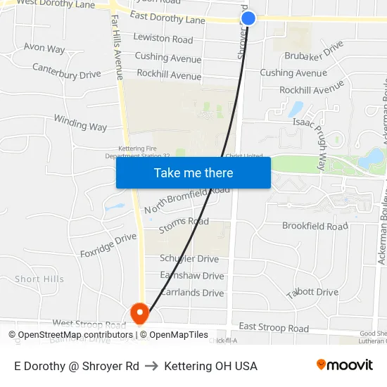 E Dorothy @ Shroyer Rd to Kettering OH USA map