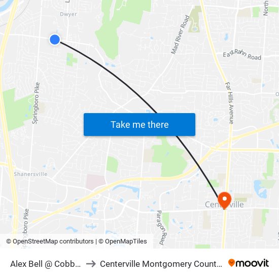 Alex Bell @ Cobblegate to Centerville Montgomery County OH USA map