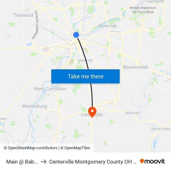 Main @ Babbit to Centerville Montgomery County OH USA map