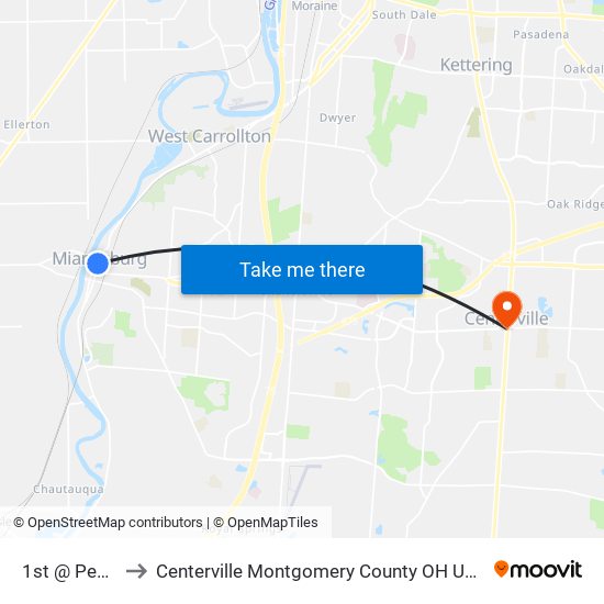 1st @ Pearl to Centerville Montgomery County OH USA map