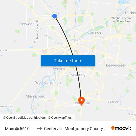 Main @ 5610 Main to Centerville Montgomery County OH USA map