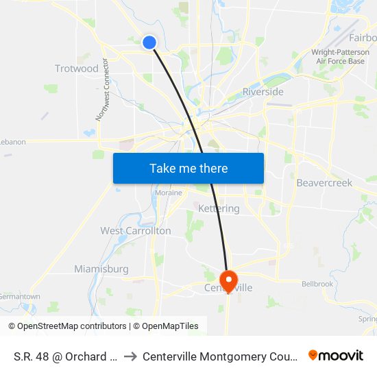 S.R. 48 @ Orchard Springs to Centerville Montgomery County OH USA map