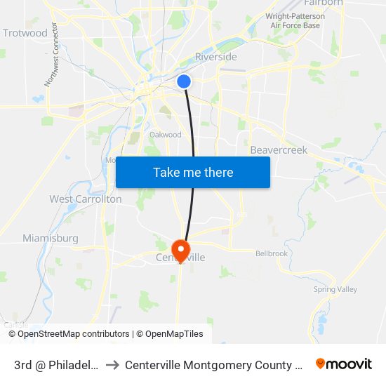 3rd @ Philadelphia to Centerville Montgomery County OH USA map