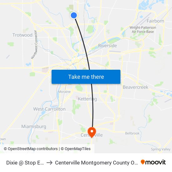 Dixie @ Stop Eight to Centerville Montgomery County OH USA map