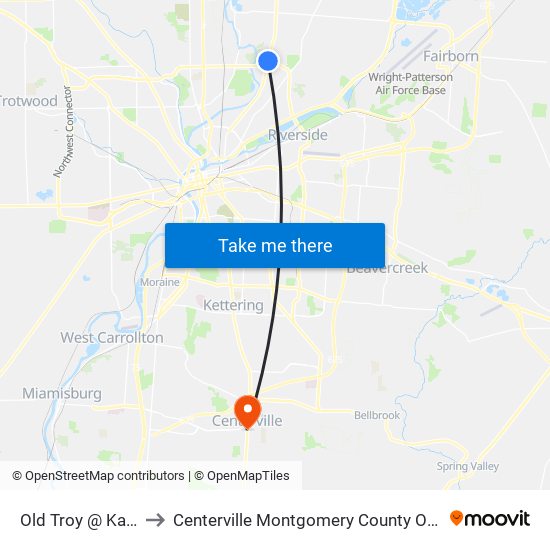 Old Troy @ Kalida to Centerville Montgomery County OH USA map