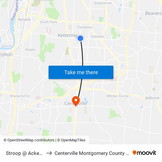 Stroop @ Ackerman to Centerville Montgomery County OH USA map