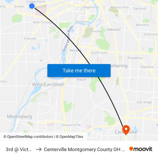 3rd @ Victory to Centerville Montgomery County OH USA map