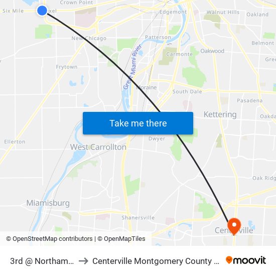 3rd @ Northampton to Centerville Montgomery County OH USA map