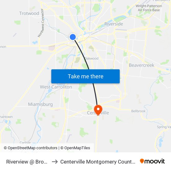 Riverview @ Broadway to Centerville Montgomery County OH USA map