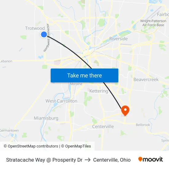 Stratacache Way @ Prosperity Dr to Centerville, Ohio map