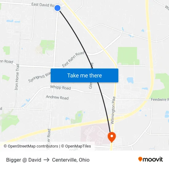 Bigger @ David to Centerville, Ohio map