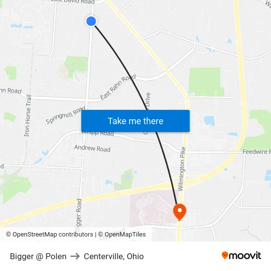 Bigger @ Polen to Centerville, Ohio map