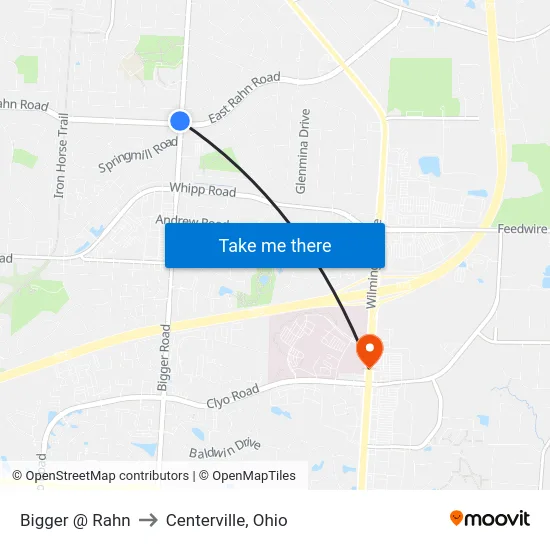 Bigger @ Rahn to Centerville, Ohio map