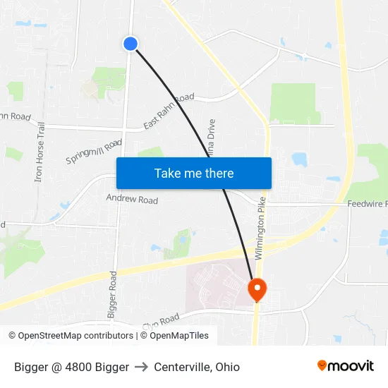 Bigger @ 4800 Bigger to Centerville, Ohio map