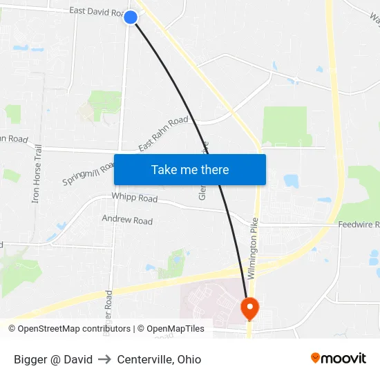 Bigger @ David to Centerville, Ohio map