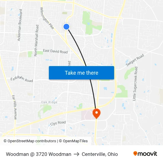 Woodman @ 3720 Woodman to Centerville, Ohio map