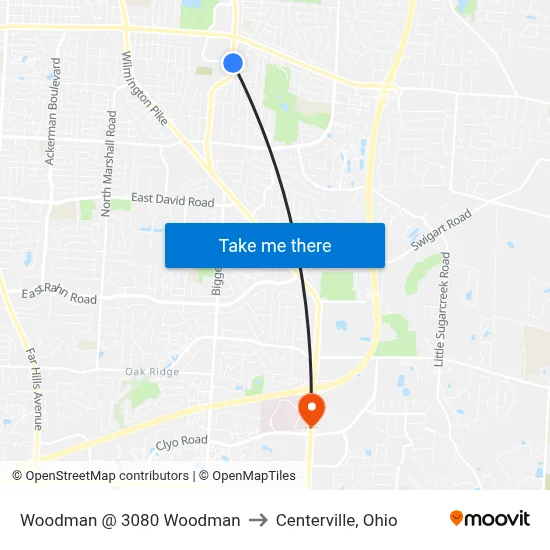 Woodman @ 3080 Woodman to Centerville, Ohio map