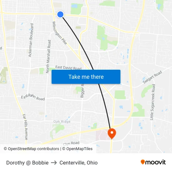 Dorothy @ Bobbie to Centerville, Ohio map
